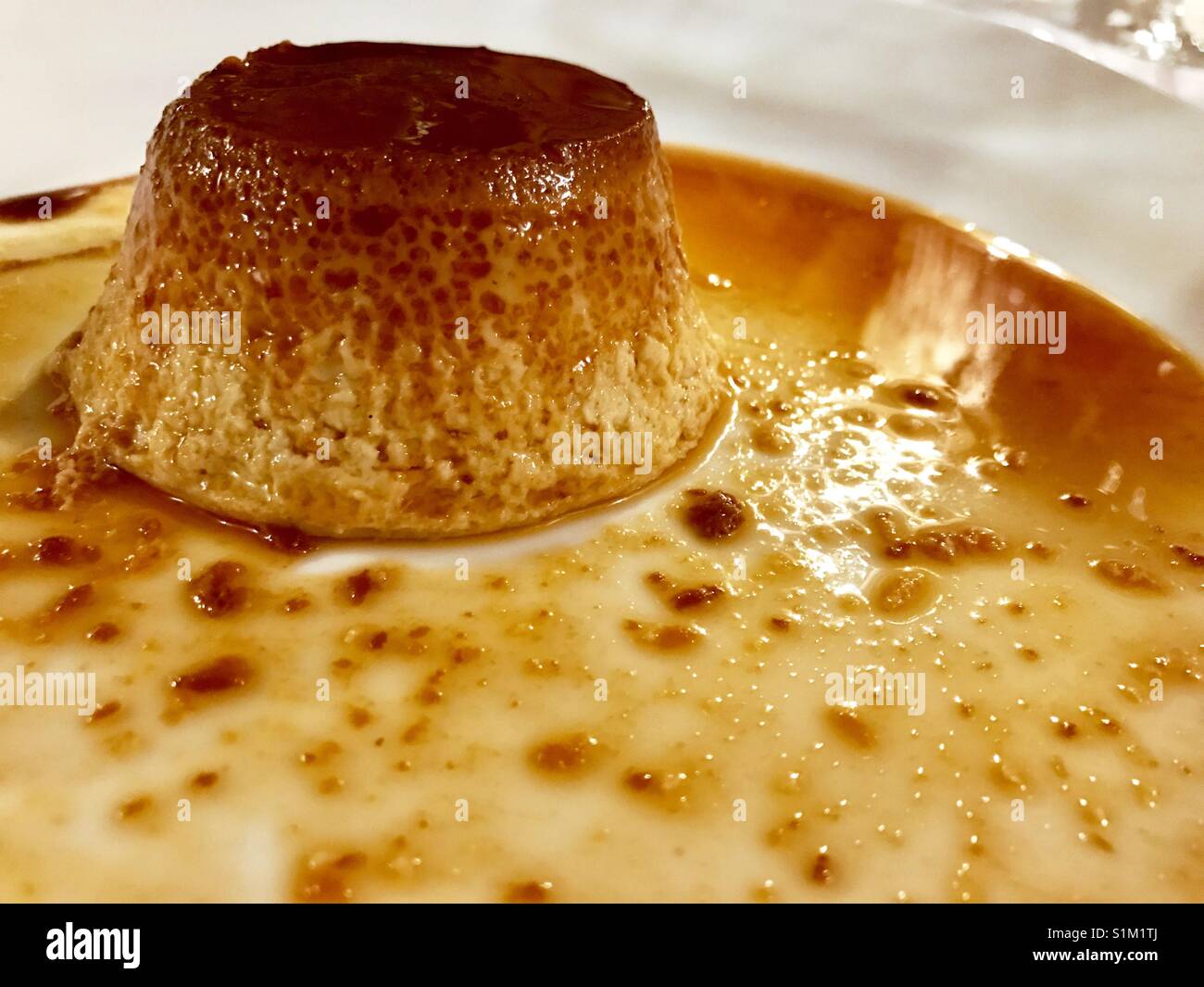 Creme caramel. Close view. - Smartphone Captured Stock Image