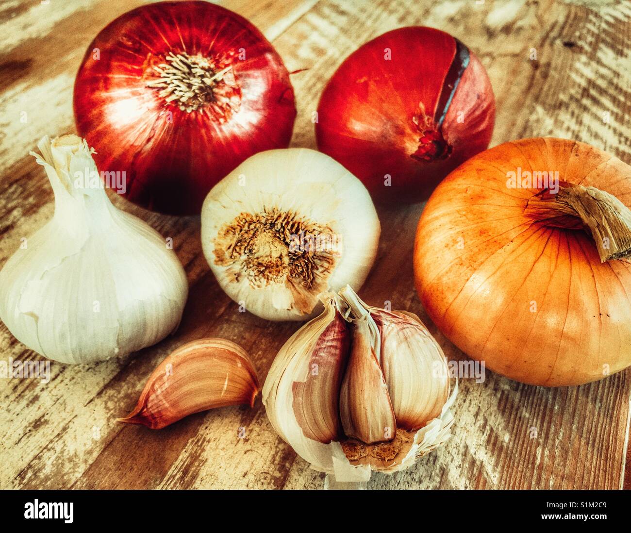 Onions and garlic - Smartphone Captured Stock Image