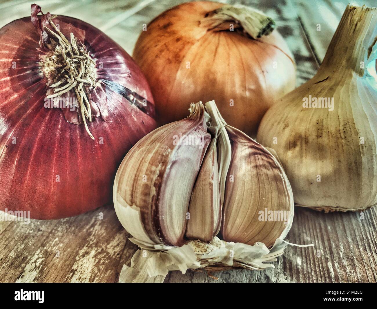 Onions and garlic - Smartphone Captured Stock Image