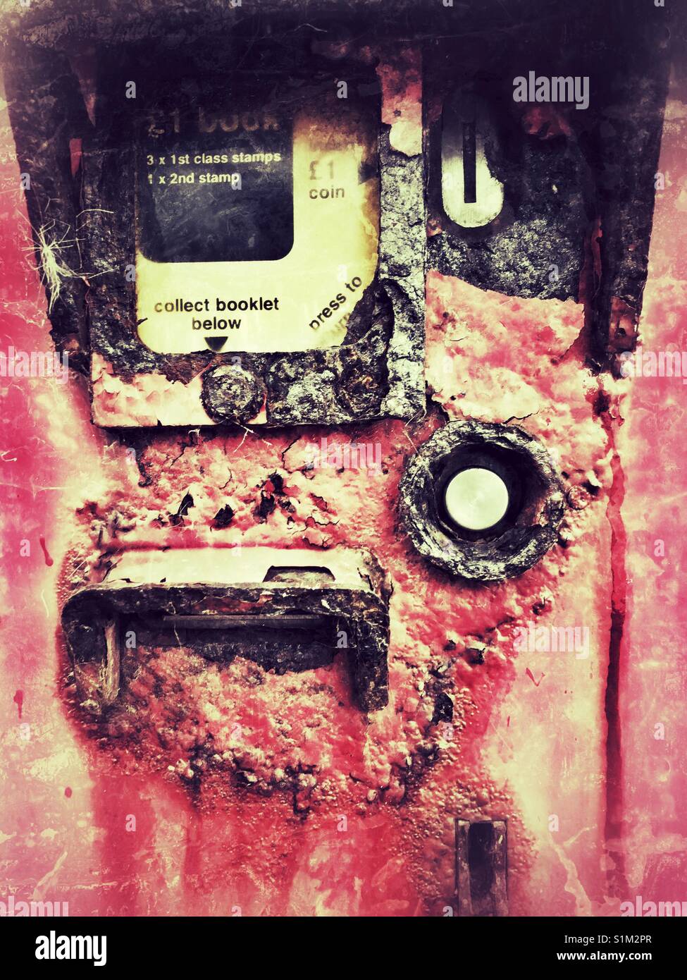 Disused Royal Mail postage stamps vending machine - Smartphone Captured Stock Image