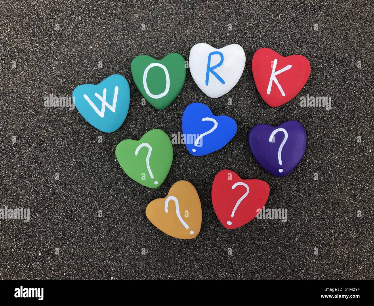 Work, many question marks - Smartphone Captured Stock Image