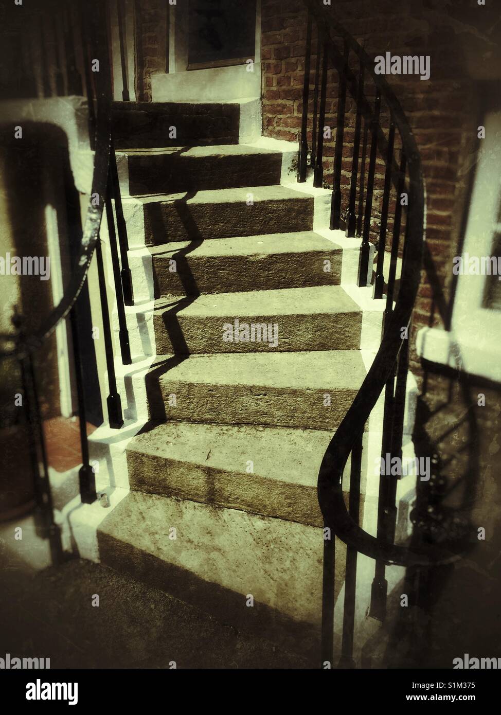 Flight of steps to house England UK - Smartphone Captured Stock Image