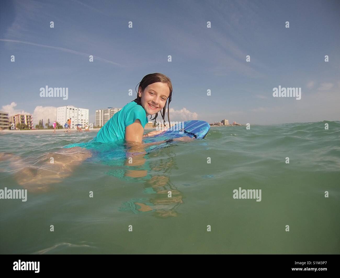 Ocean Boogie Board Girl Stock Photo Alamy