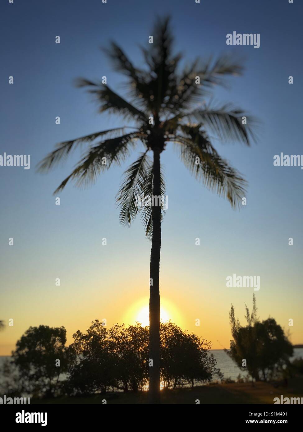 Tropical sunset at Fannie Bay in Darwin, Northern Territory, Australia. Stock Photo