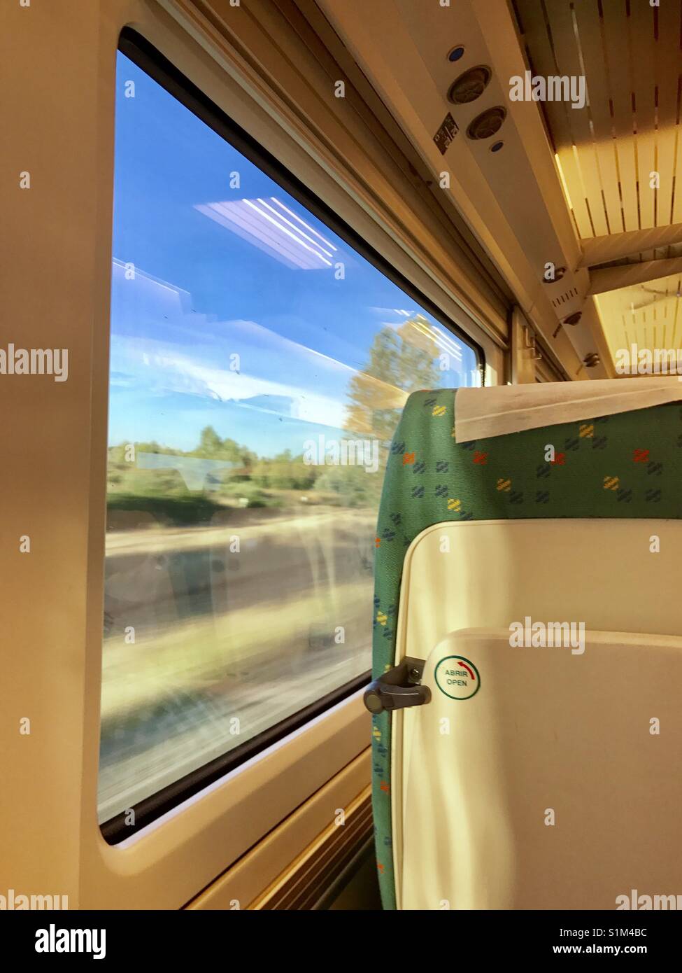 View from inside a high-speed train. - Smartphone Captured Stock Image