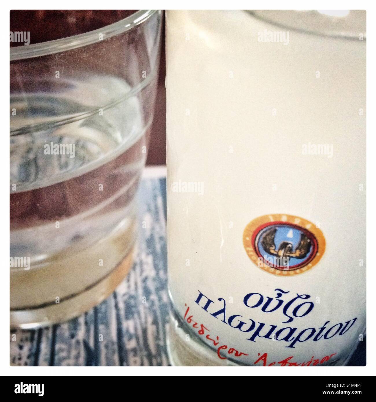 A glass of ouzo Stock Photo