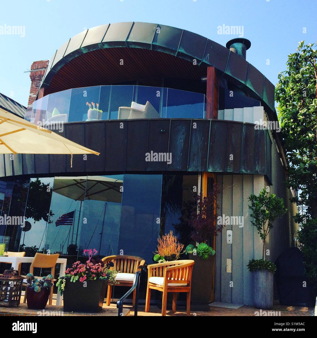 An unusual home on Balboa Island, Newport Beach, California - Smartphone Captured Stock Image