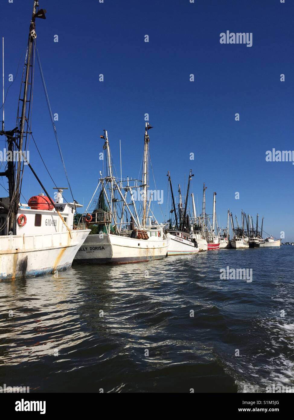 Shrimp Boat Row - Smartphone Captured Stock Image