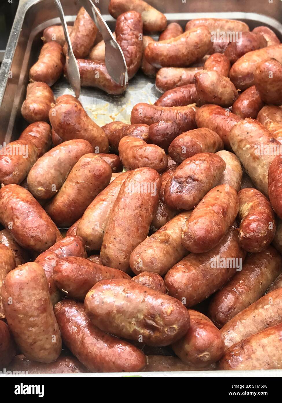 Sausages at the self service - Smartphone Captured Stock Image