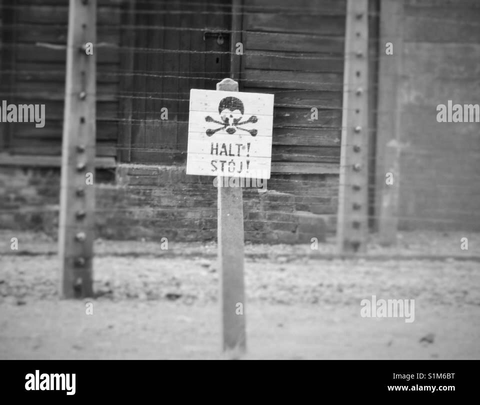 Stop sign in Auschwitz Birkenau Stock Photo - Alamy