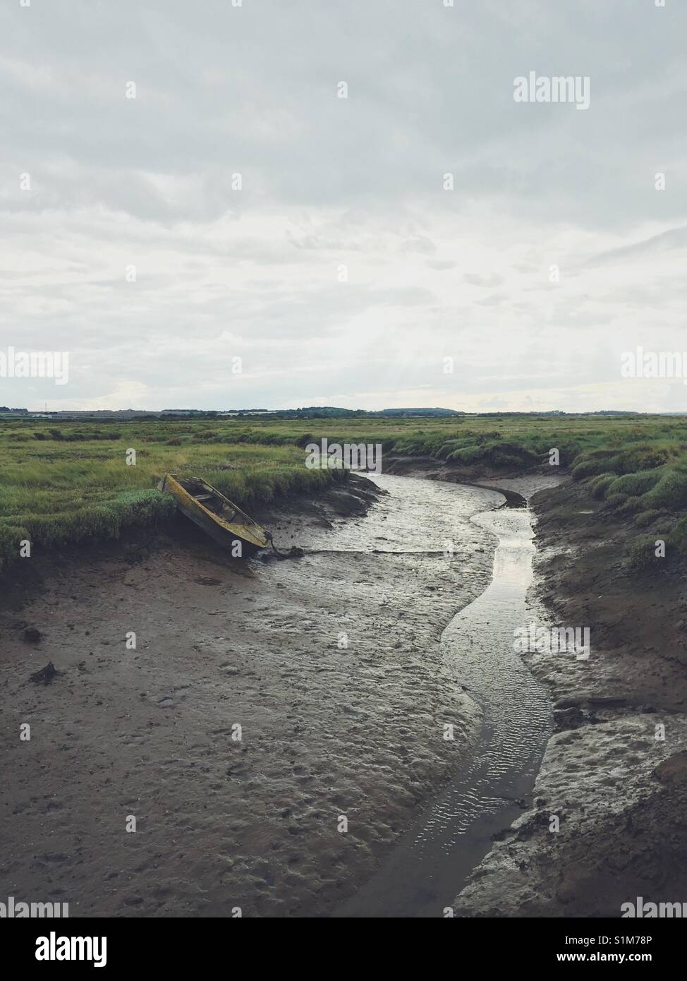 Abandoned boat at Morston Quay, North Norfolk, UK - Smartphone Captured Stock Image