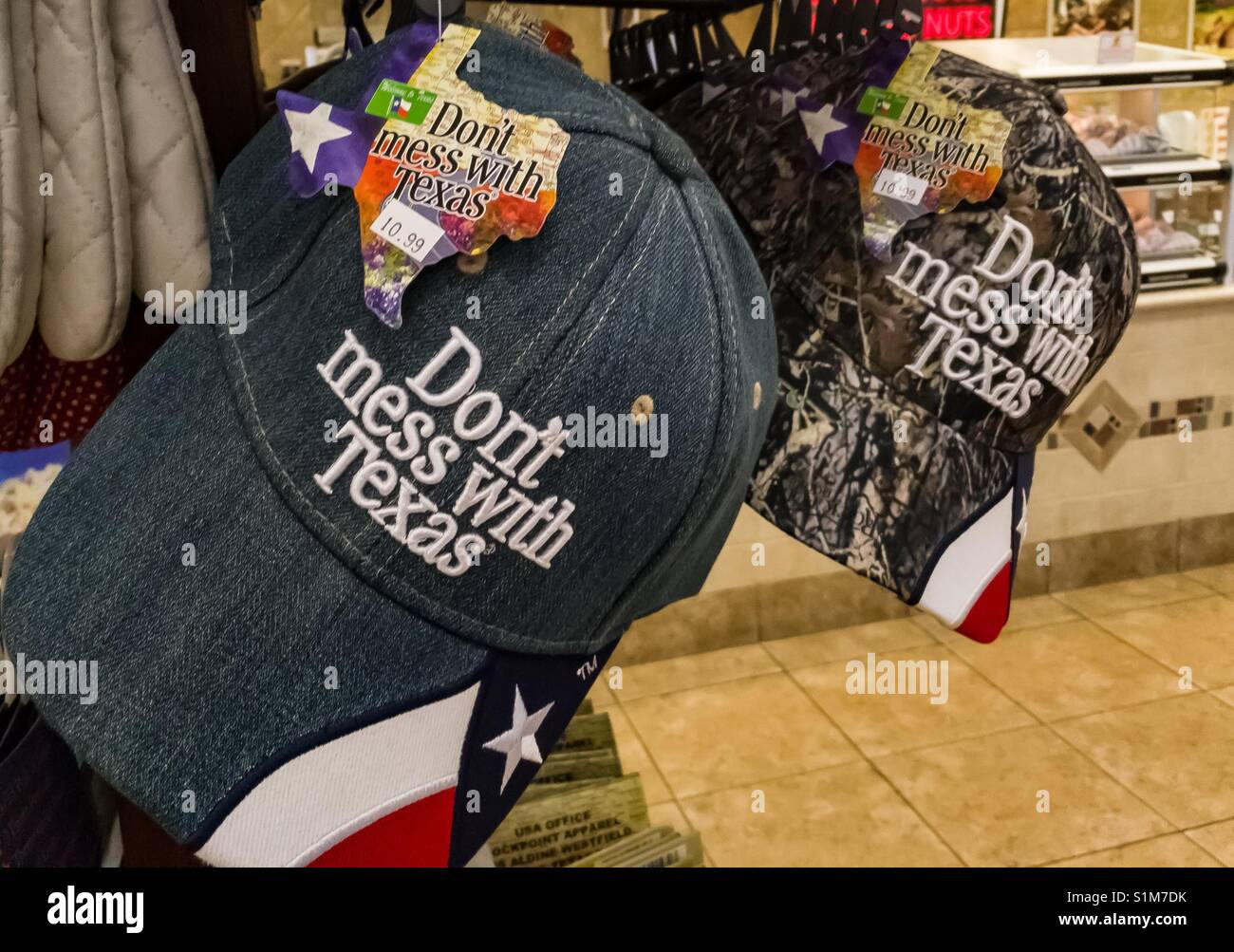 Hats that say 'Don't mess with Texas' for sale. - Smartphone Captured Stock Image