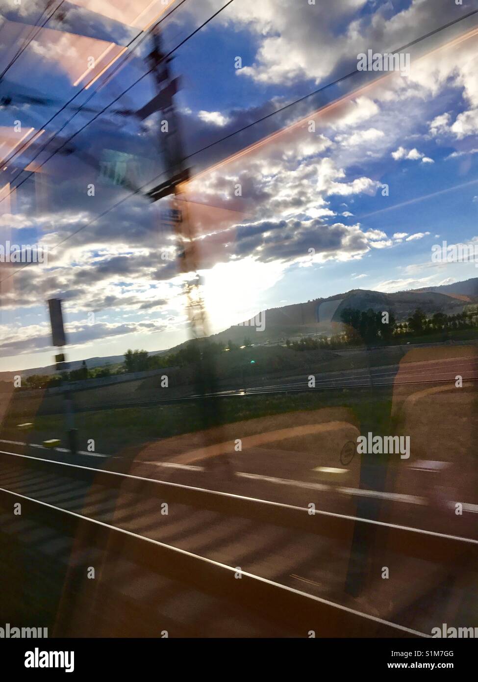 View from a train window. - Smartphone Captured Stock Image