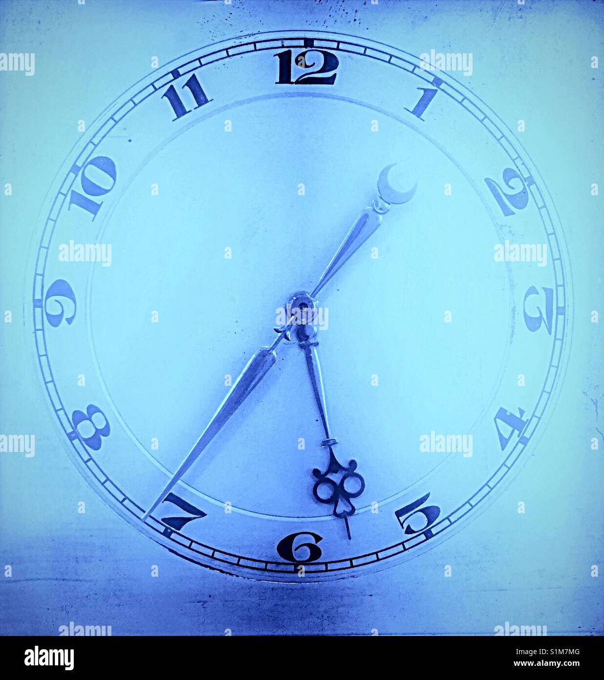 Antique clock face in blue Stock Photo Alamy