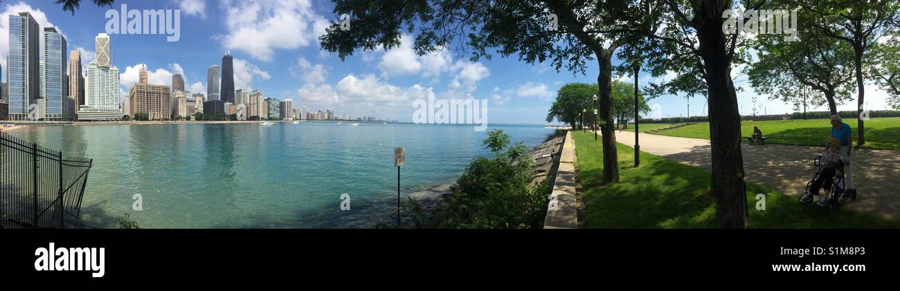 Chicago Skyline Lake Michigan - Smartphone Captured Stock Image
