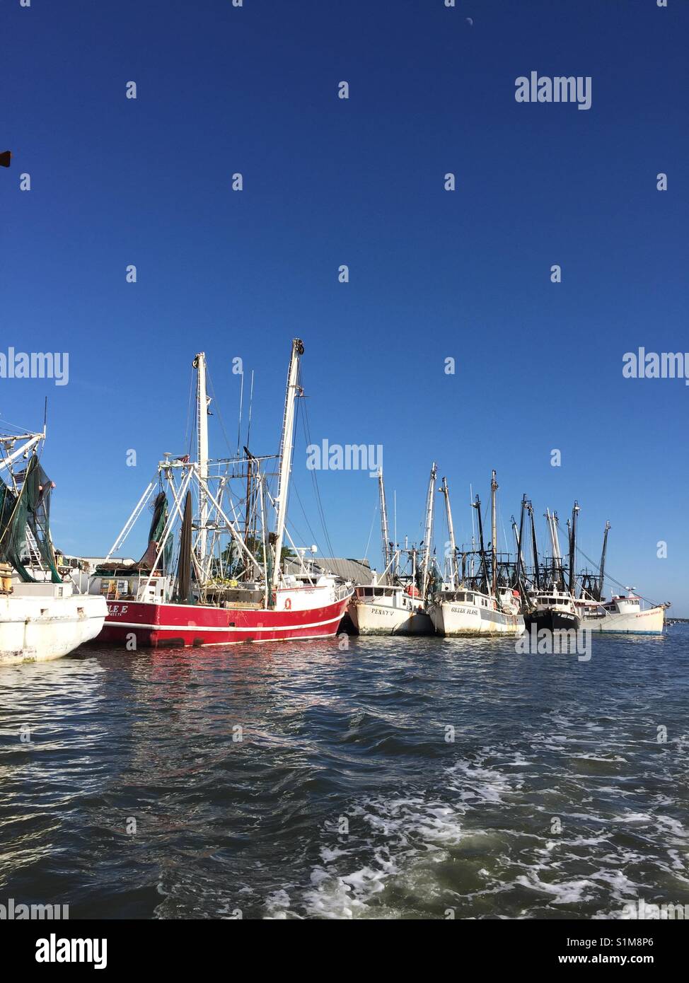 Shrimp Boats in Gulf Coast - Smartphone Captured Stock Image