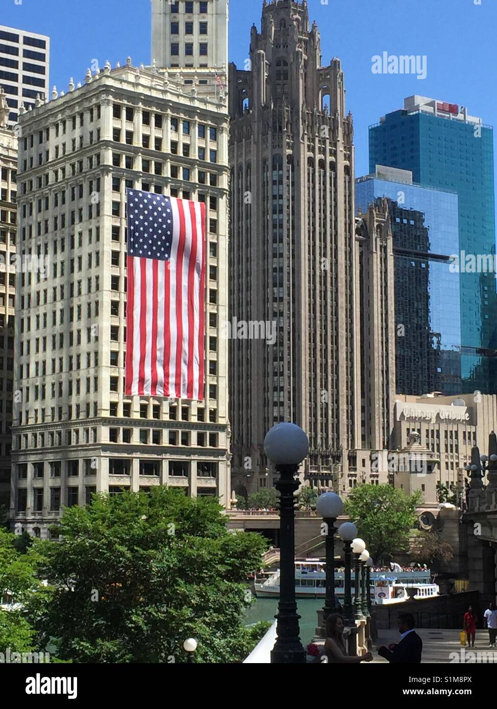 American flag in downtown Chicago Stock Photo - Alamy