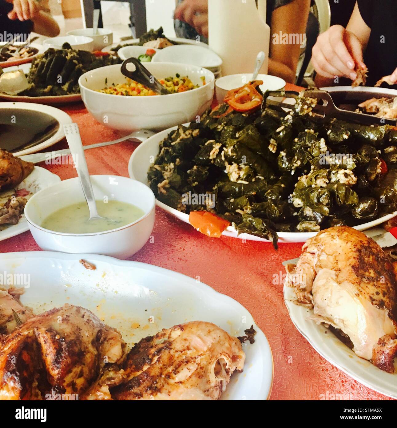 A Palestinian feast in the village of Ar'ara in israel. - Smartphone Captured Stock Image