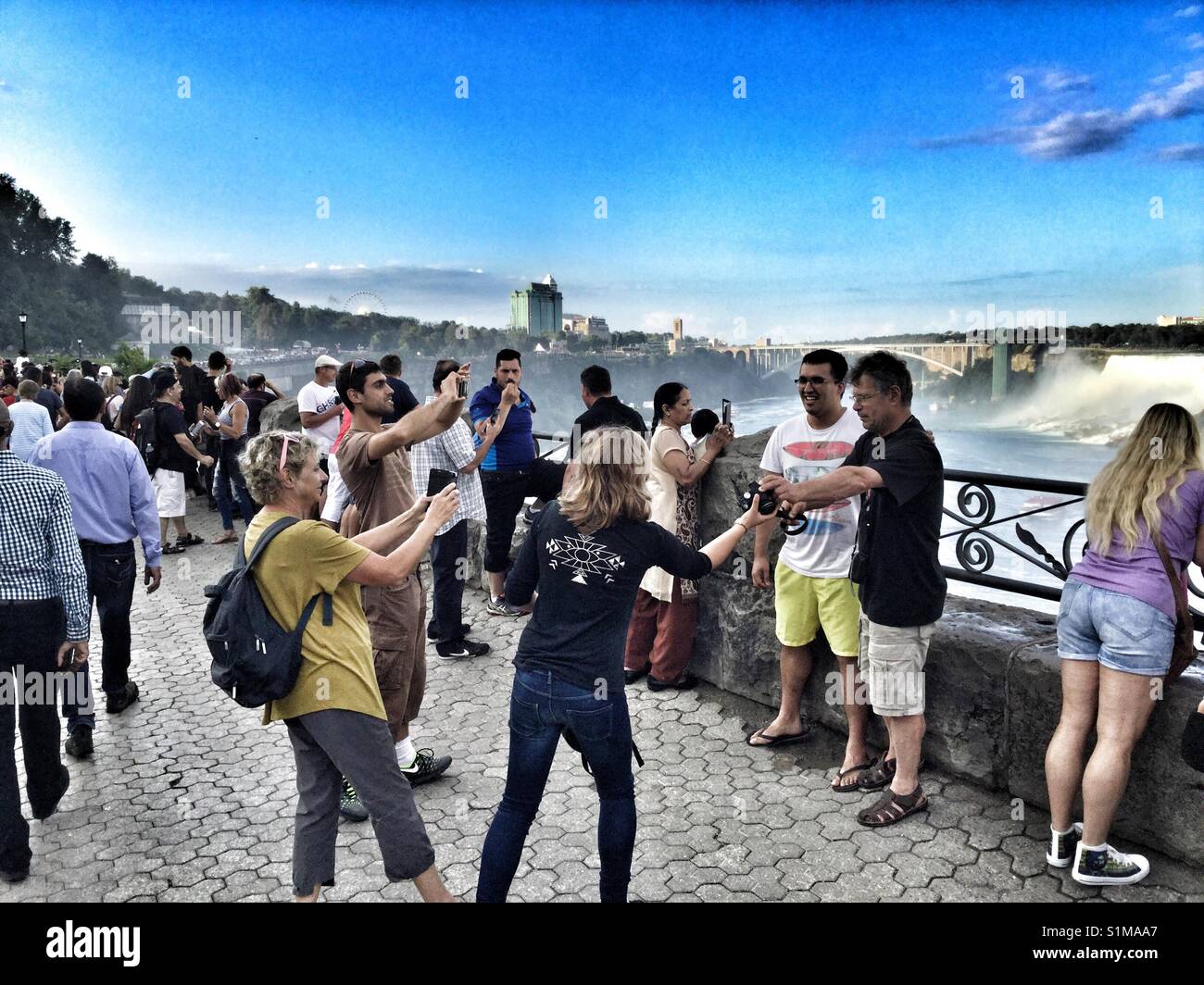 A hub of activity at Niagara Falls Stock Photo Alamy