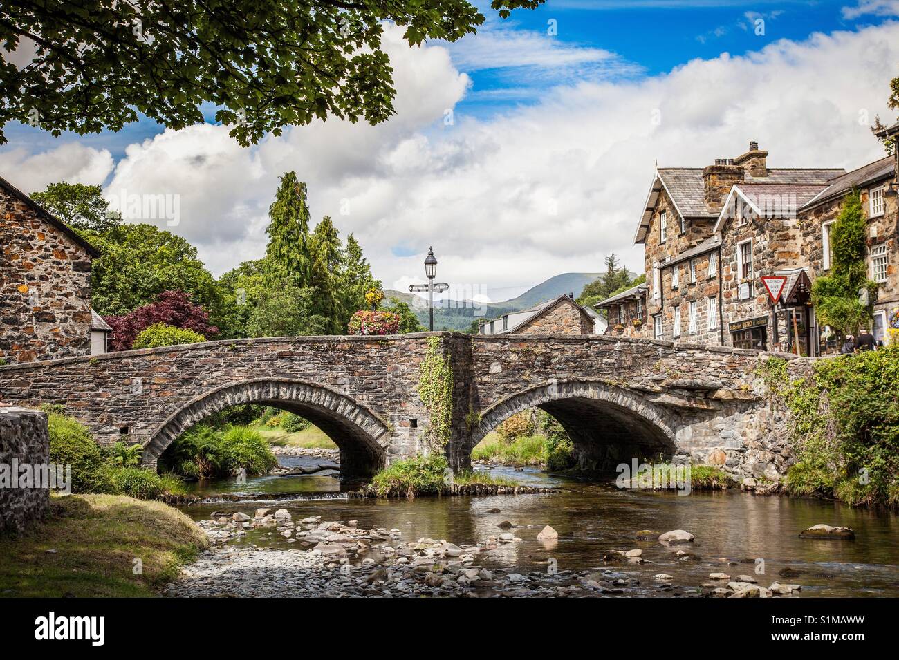 The little village of Beddgelert, Snowdonia, North Wales. - Smartphone Captured Stock Image