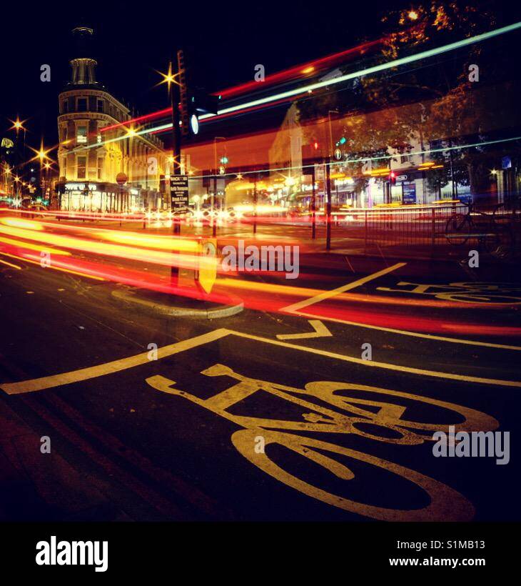 Light trails in London Kings Cross. - Smartphone Captured Stock Image