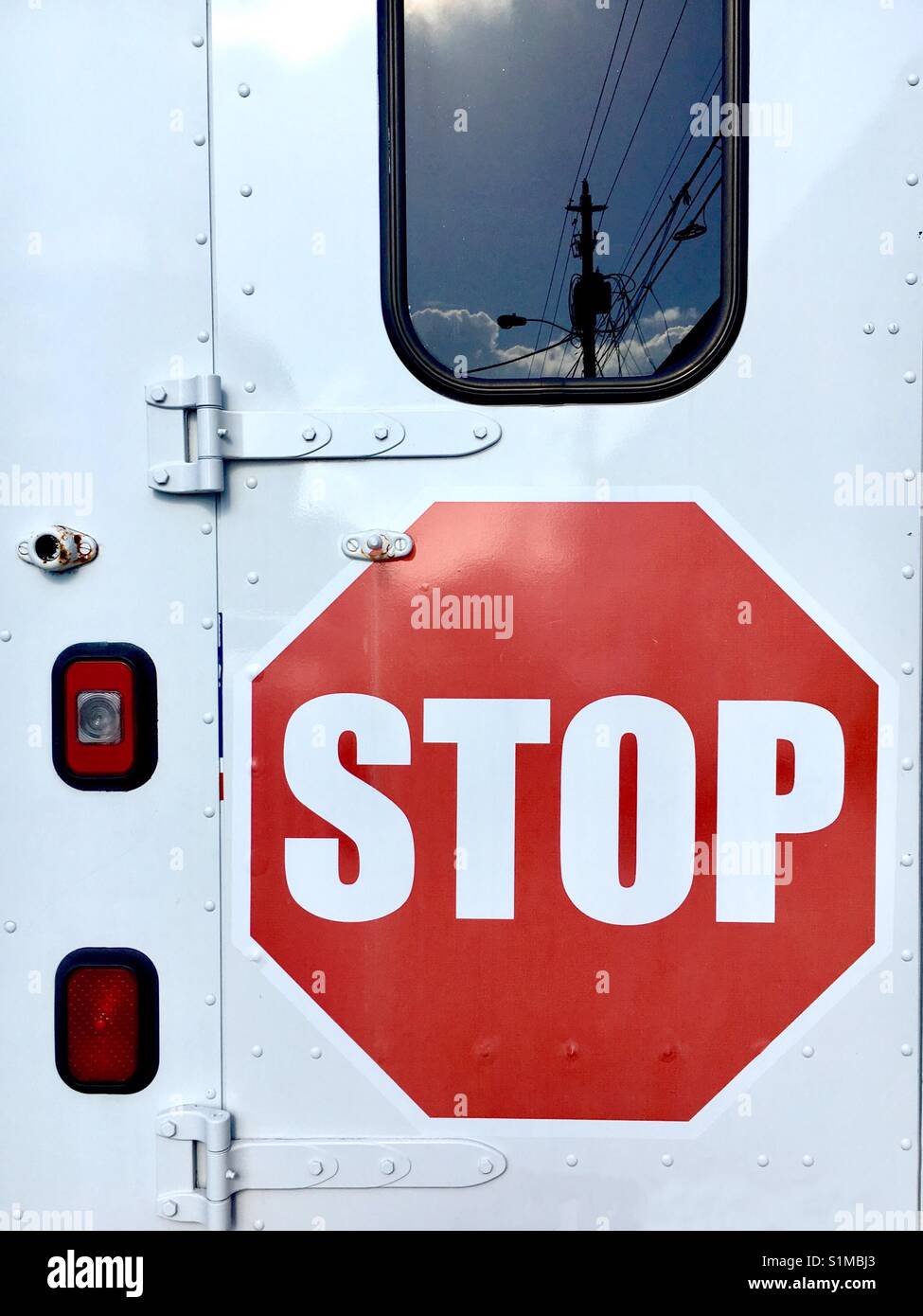 Rear truck stop sign Stock Photo - Alamy