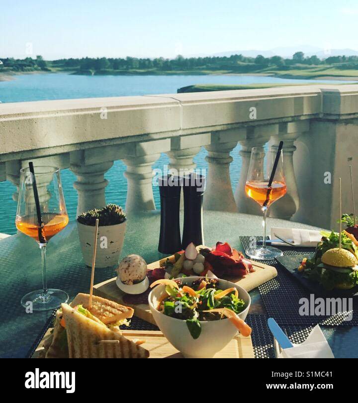 Dinner by the lake Stock Photo Alamy