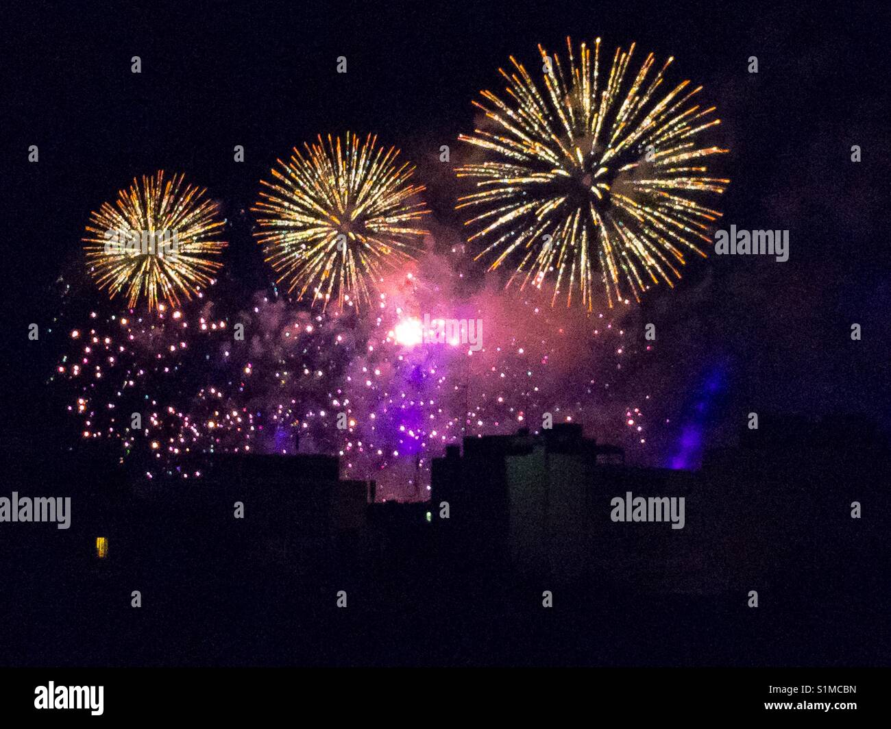 Fêtes de Genève 2017 feux d'artifices de clôture Stock Photo