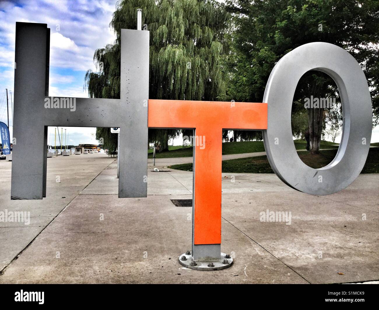 HTO sign at a Toronto waterfront park. - Smartphone Captured Stock Image