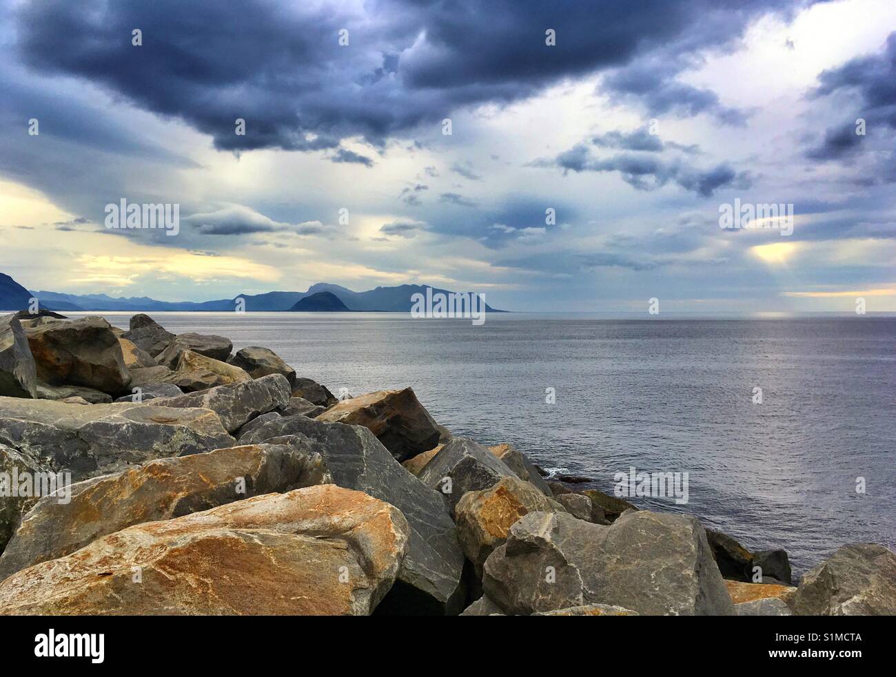 Seascape in Laukvik,Lofoten,Nordland,Norway - Smartphone Captured Stock Image