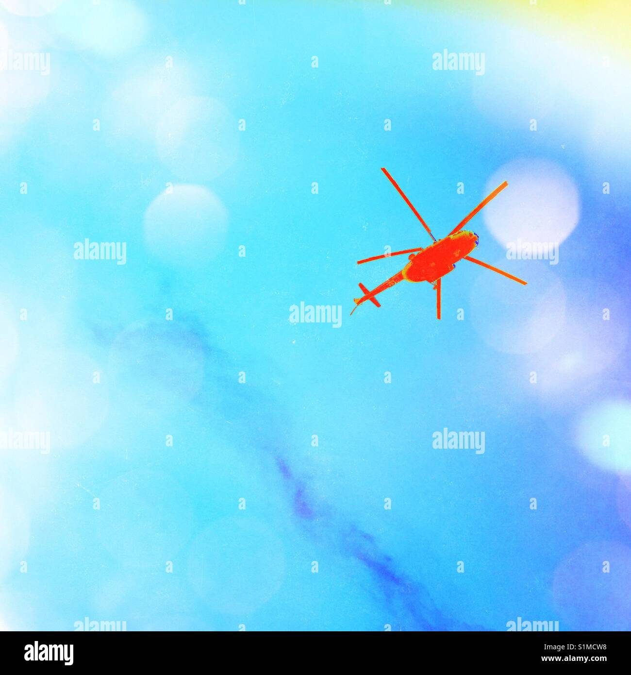 Helicopter surveillance - Smartphone Captured Stock Image