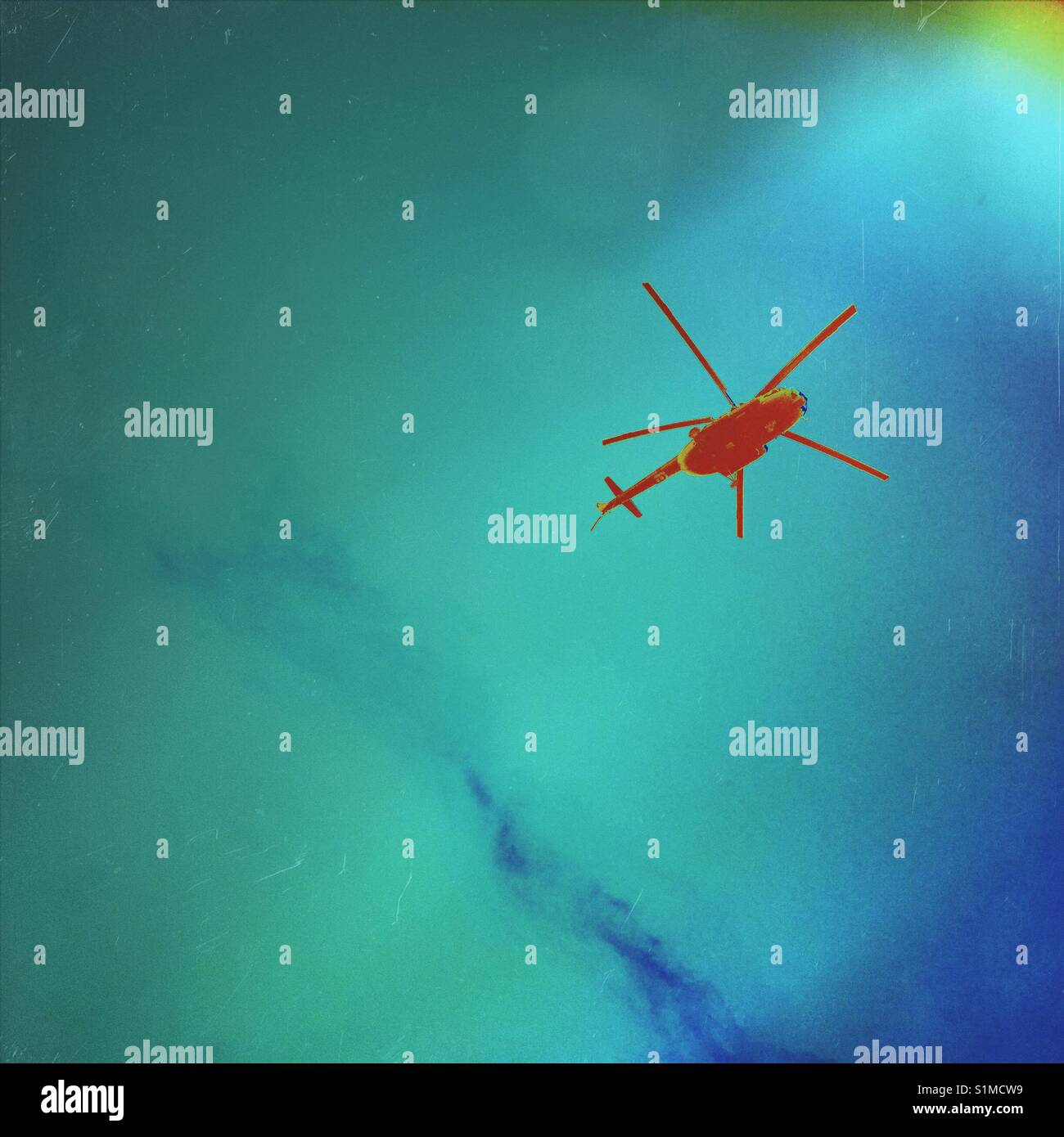 Helicopter surveillance - Smartphone Captured Stock Image