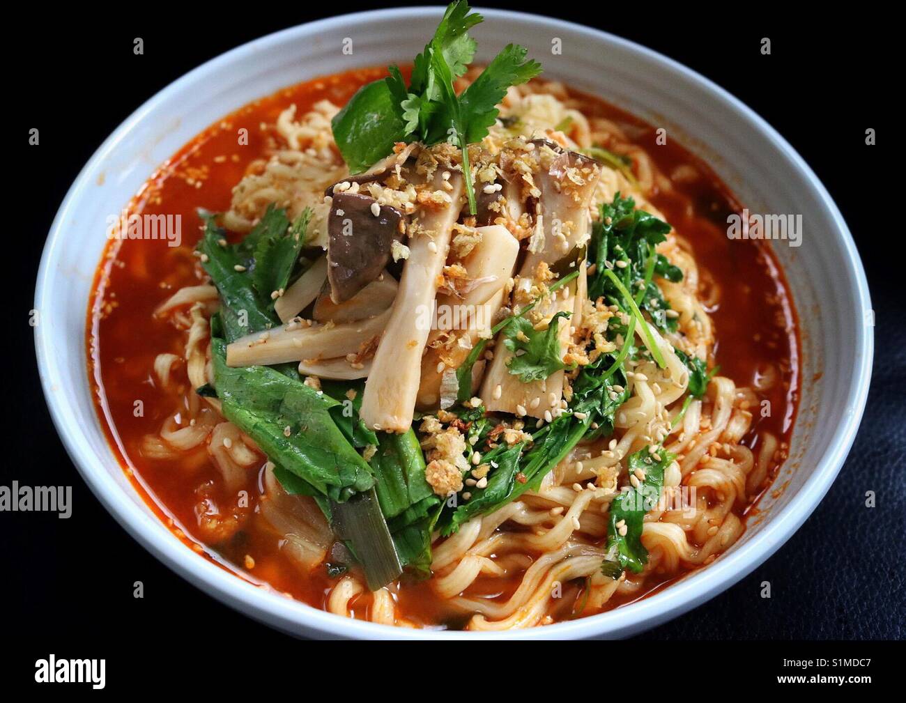 Homemade spicy veggie ramen Stock Photo Alamy