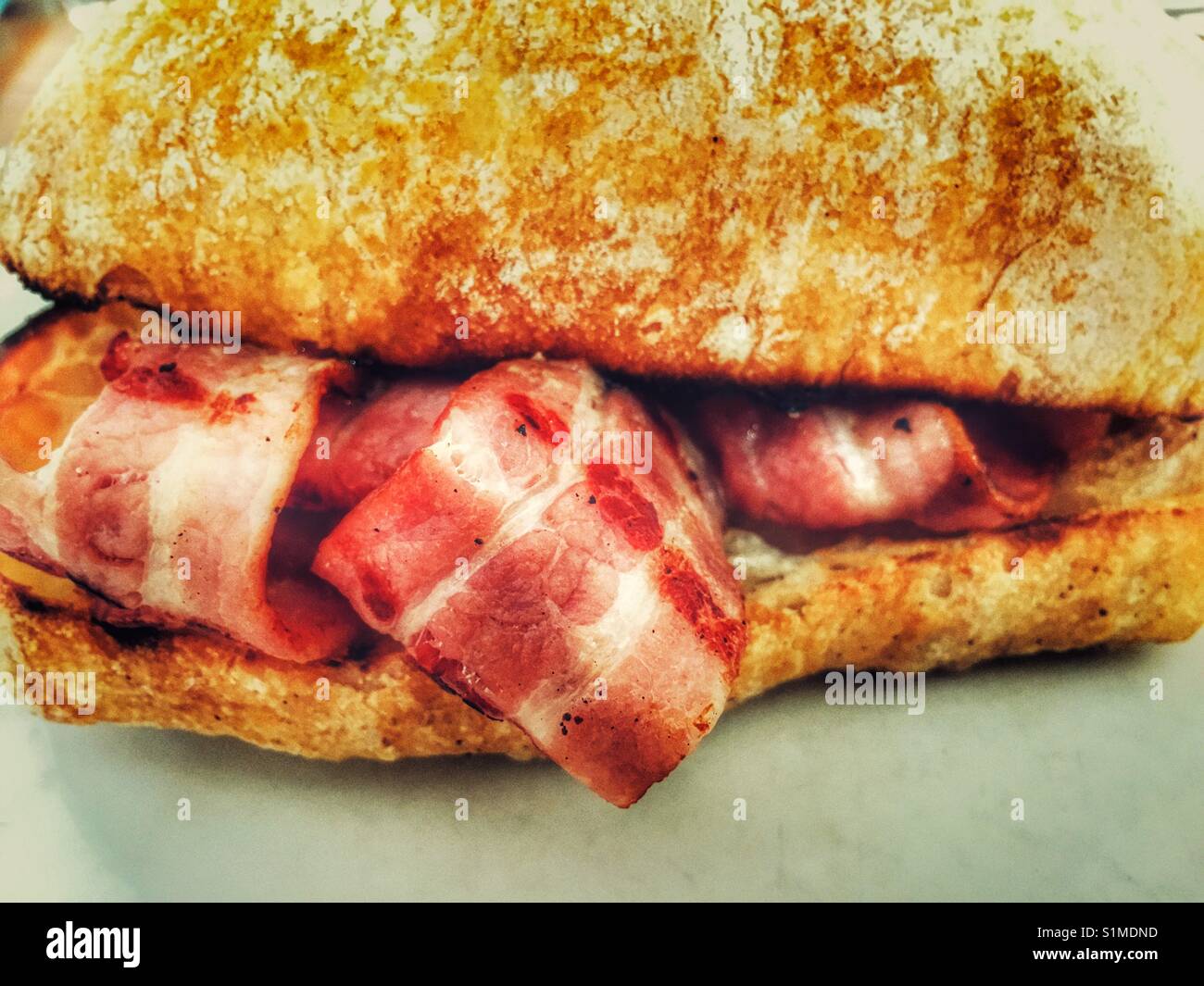Grilled bacon sandwich - Smartphone Captured Stock Image