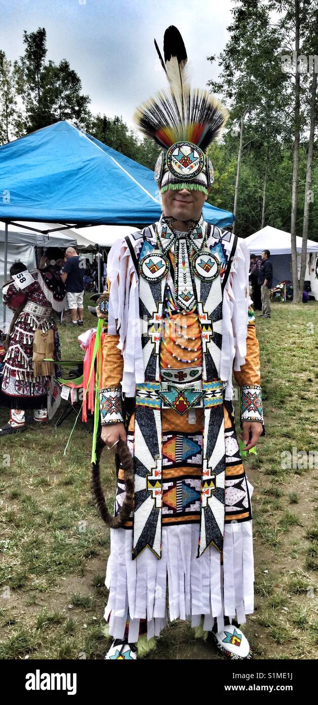 Elaborate First Nation regalia. - Smartphone Captured Stock Image