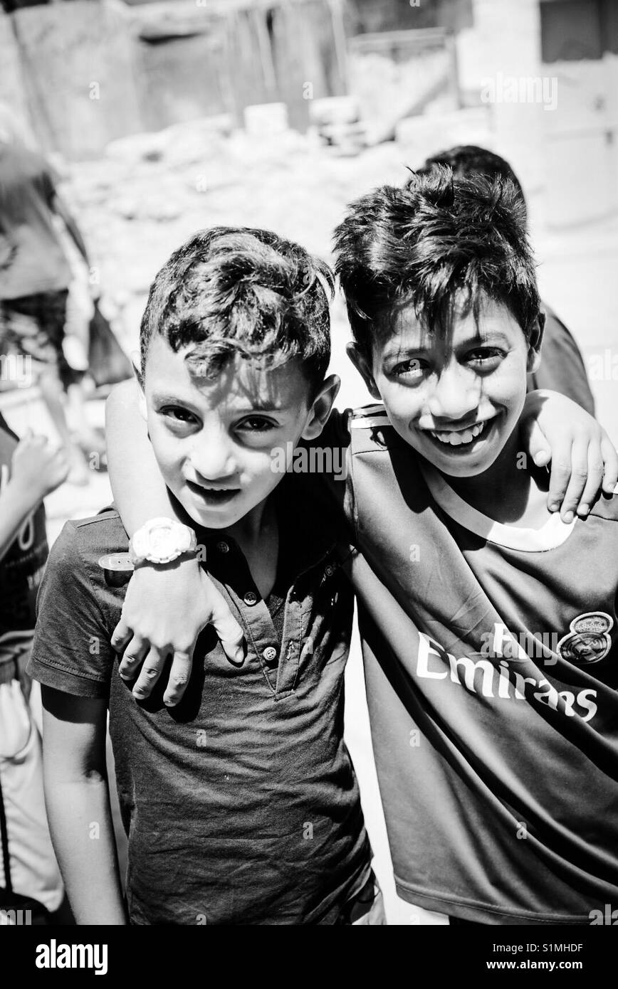 Refugee children in Arroub Camp in Bethlehem, Palestine. - Smartphone Captured Stock Image