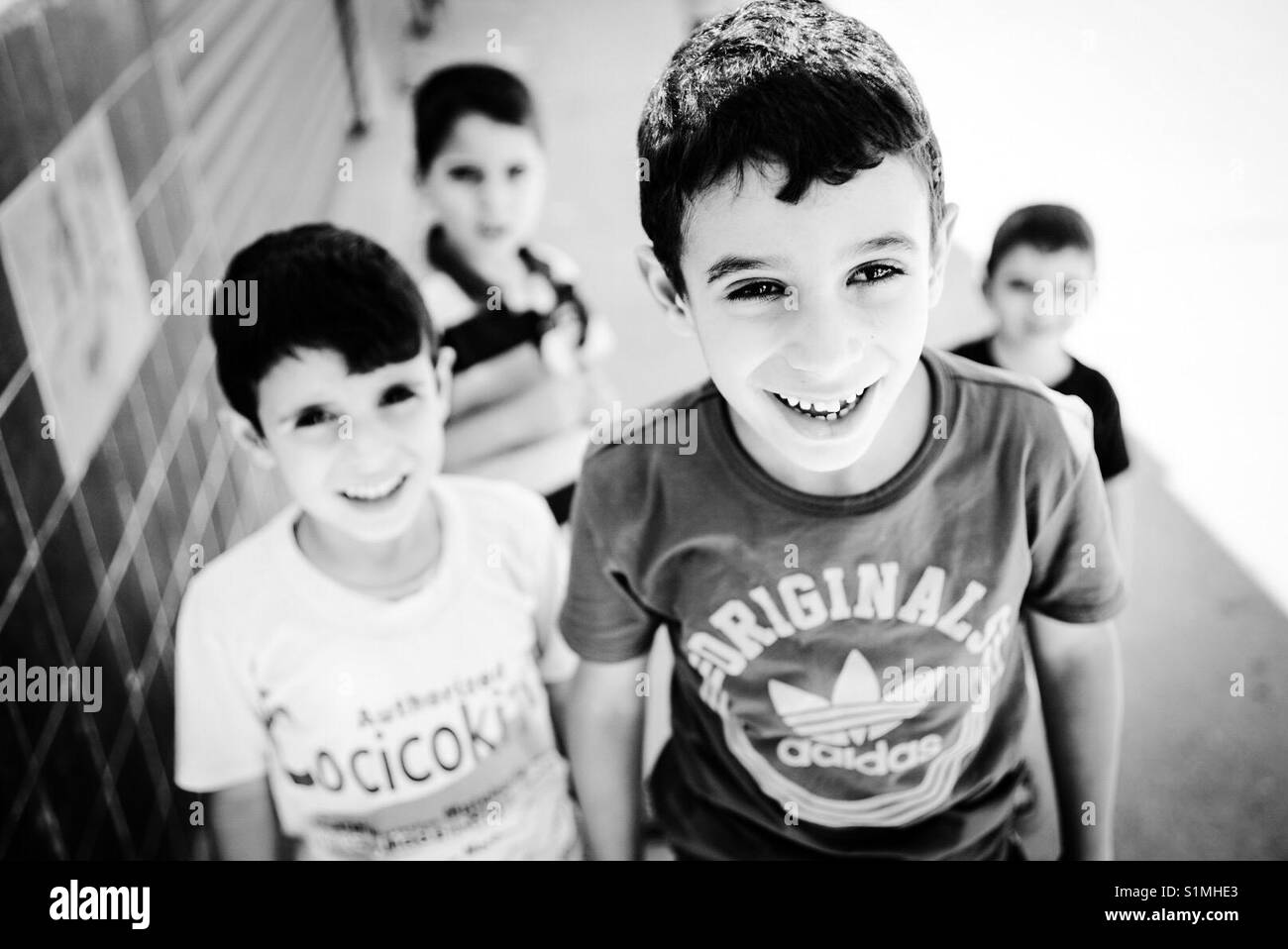 Refugee children in Arroub Camp in Bethlehem, Palestine. - Smartphone Captured Stock Image