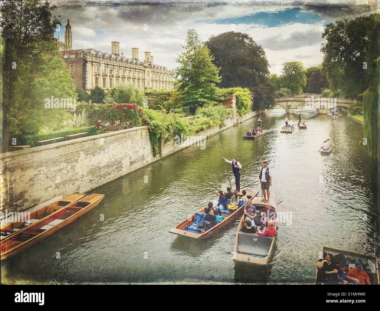 Punting on the River Cam, Cambridge, UK - Smartphone Captured Stock Image