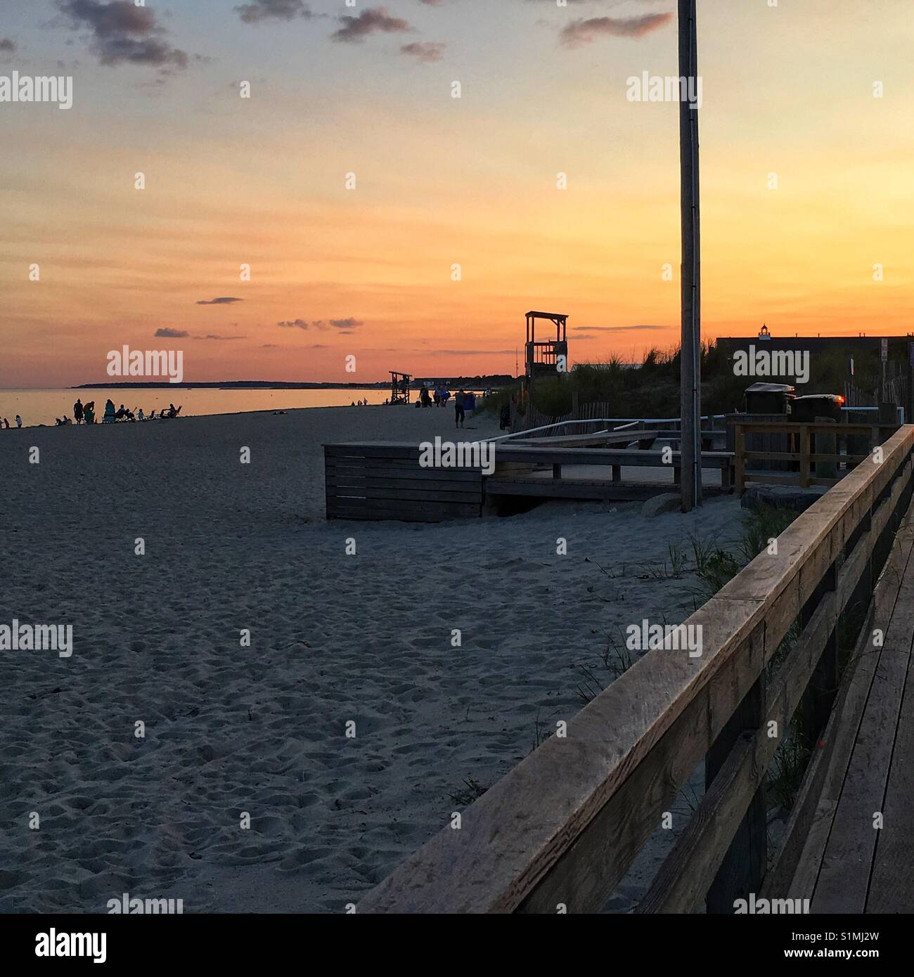 Sunset on Bass River Beach in South Yarmouth, Cape Cod MA Stock Photo