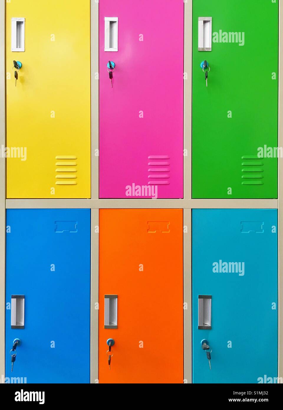 Colourful locker doors Stock Photo - Alamy