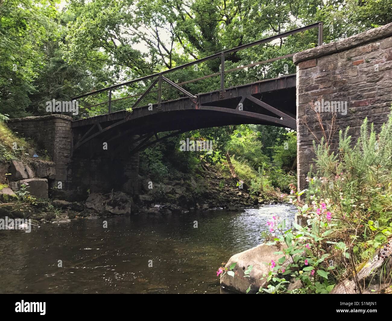 The cast iron tram road bridge over the River Cynon in Aberdare, Wales