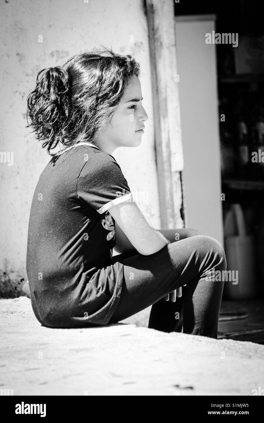 A refugee child in Aida Camp in Bethlehem, Palestine. Stock Photo