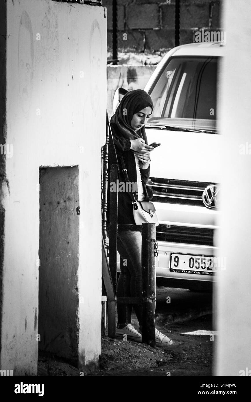 A refugee in Aida Camp in Bethlehem, Palestine. - Smartphone Captured Stock Image