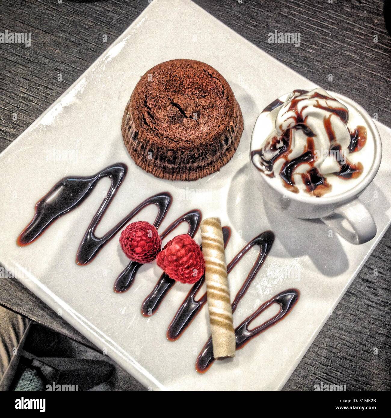 Chocolate Pudding and Ice Cream - Smartphone Captured Stock Image