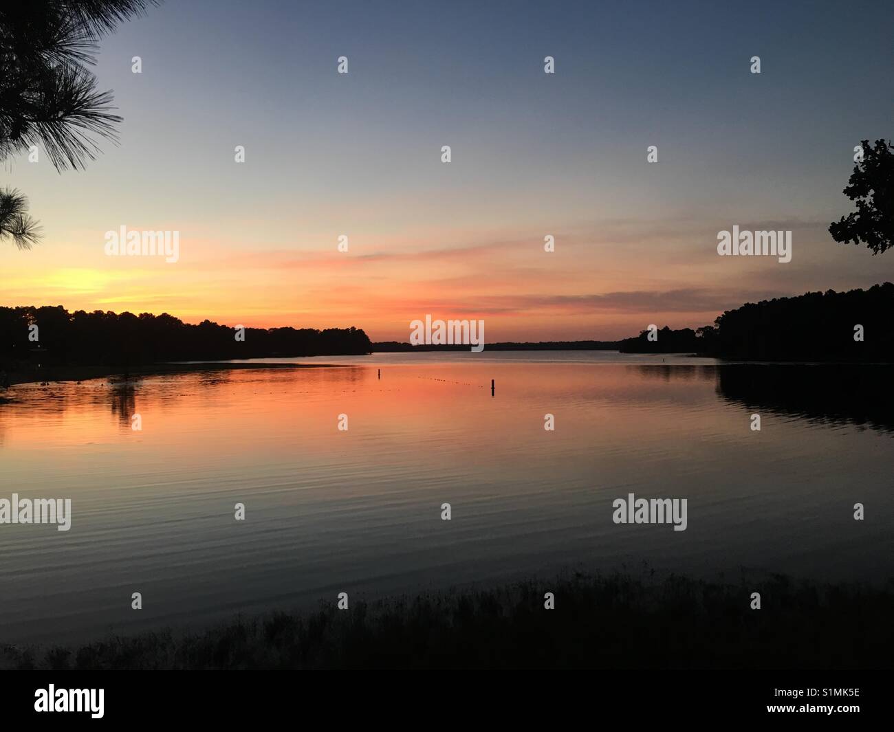 Sunset on the lake Stock Photo
