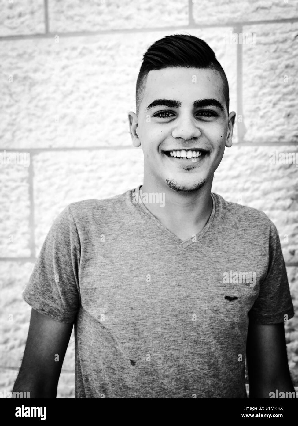 A refugee child in Aida Camp in Bethlehem, Palestine. - Smartphone Captured Stock Image