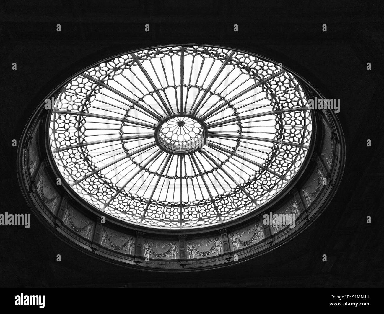 Beautiful design of the ceiling window of Edinburgh Waverley rail station - Smartphone Captured Stock Image