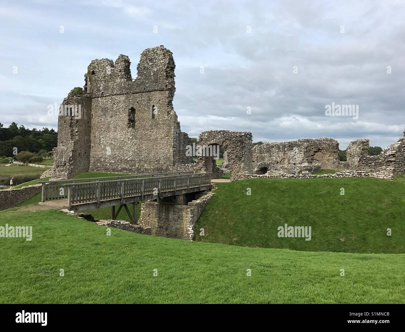 Ruins the of 12th Century Ogmore Castle in South Wales - Smartphone Captured Stock Image