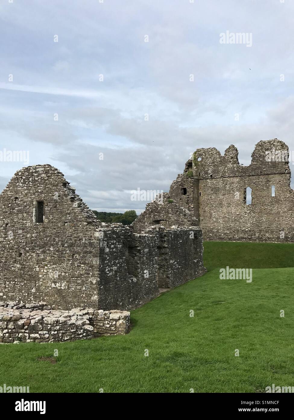 Ruins the of 12th Century Ogmore Castle in South Wales Stock Photo