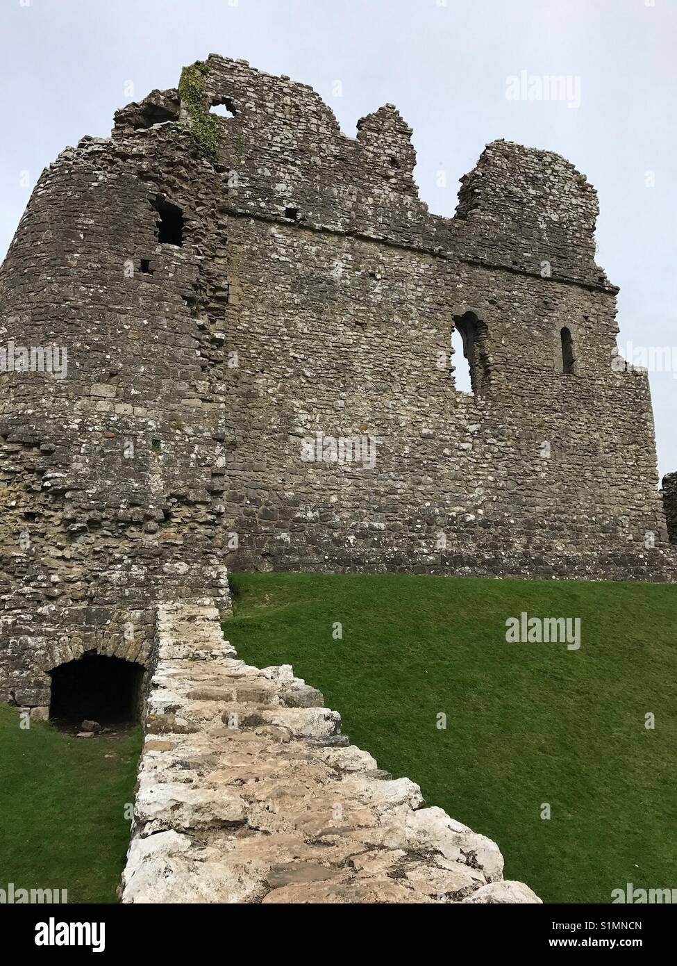 Ruins the of 12th Century Ogmore Castle in South Wales - Smartphone Captured Stock Image